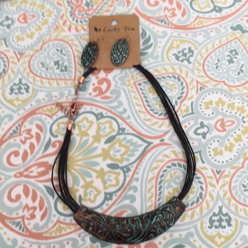 Patina Necklace And Earring Set